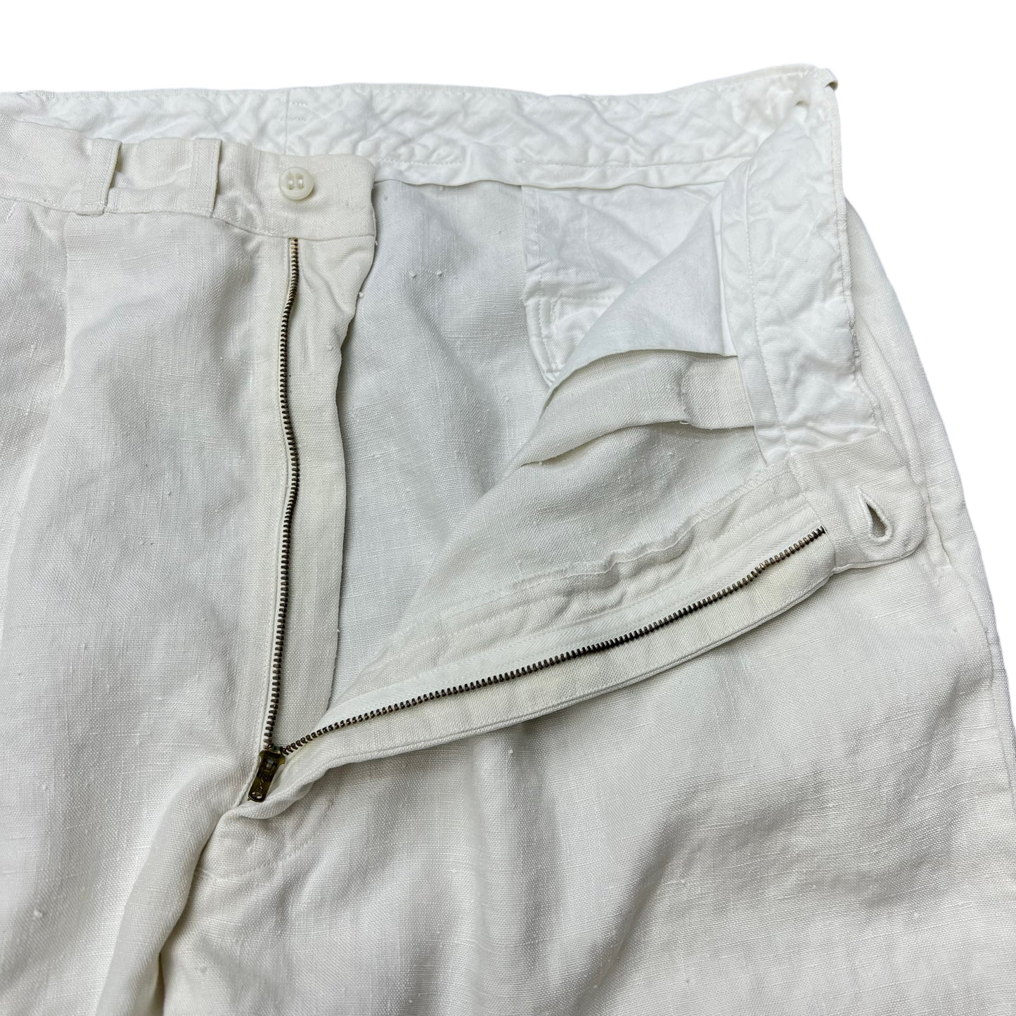 1940s Pleated white linen pants “Palm Beach” (34w)