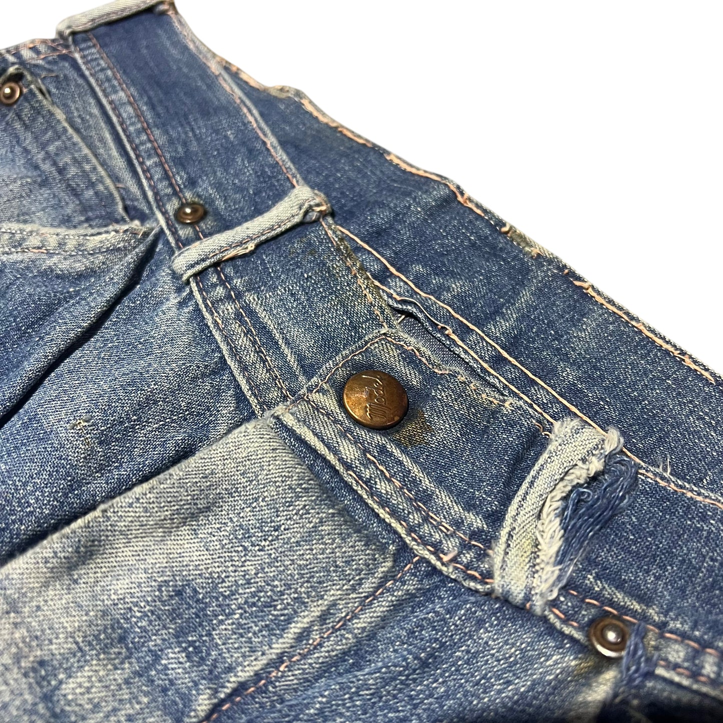 1940s Model crotch rivet donut button fly denim jeans (29w)