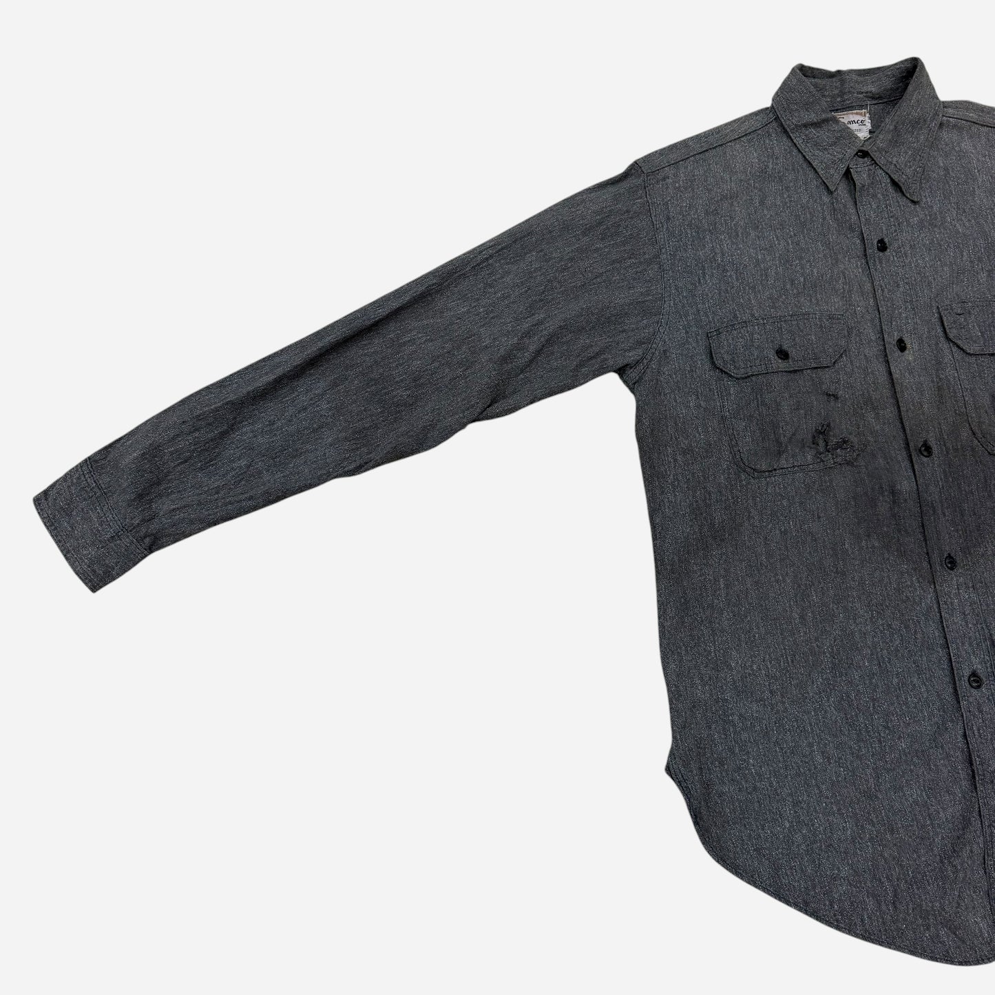 1960s Salt & pepper chambray work shirt (M)