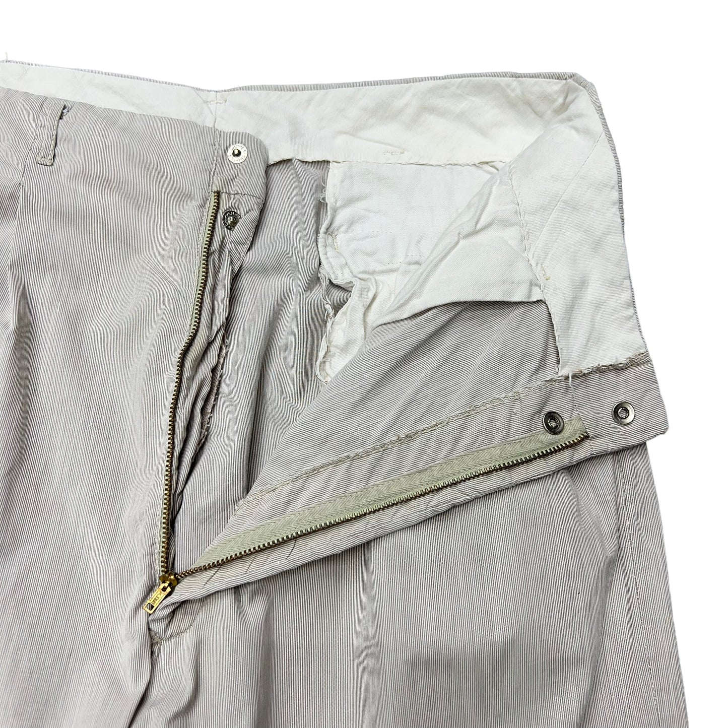 1940s Grey striped pleated cotton pants trousers (30w)