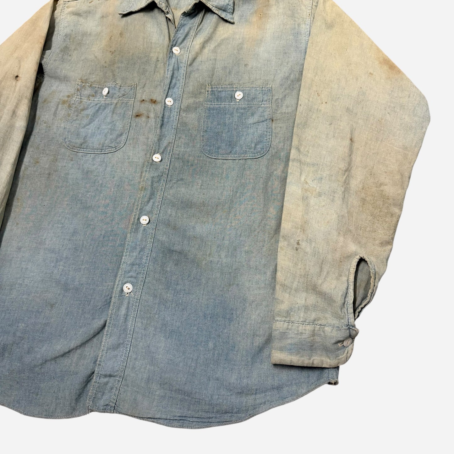 1940s Sun faded chambray shirt (L)