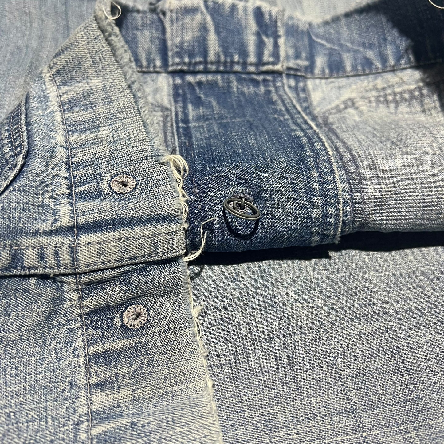 1940s WWII USN Shawl collar denim shirt jacket stenciled (S/M)