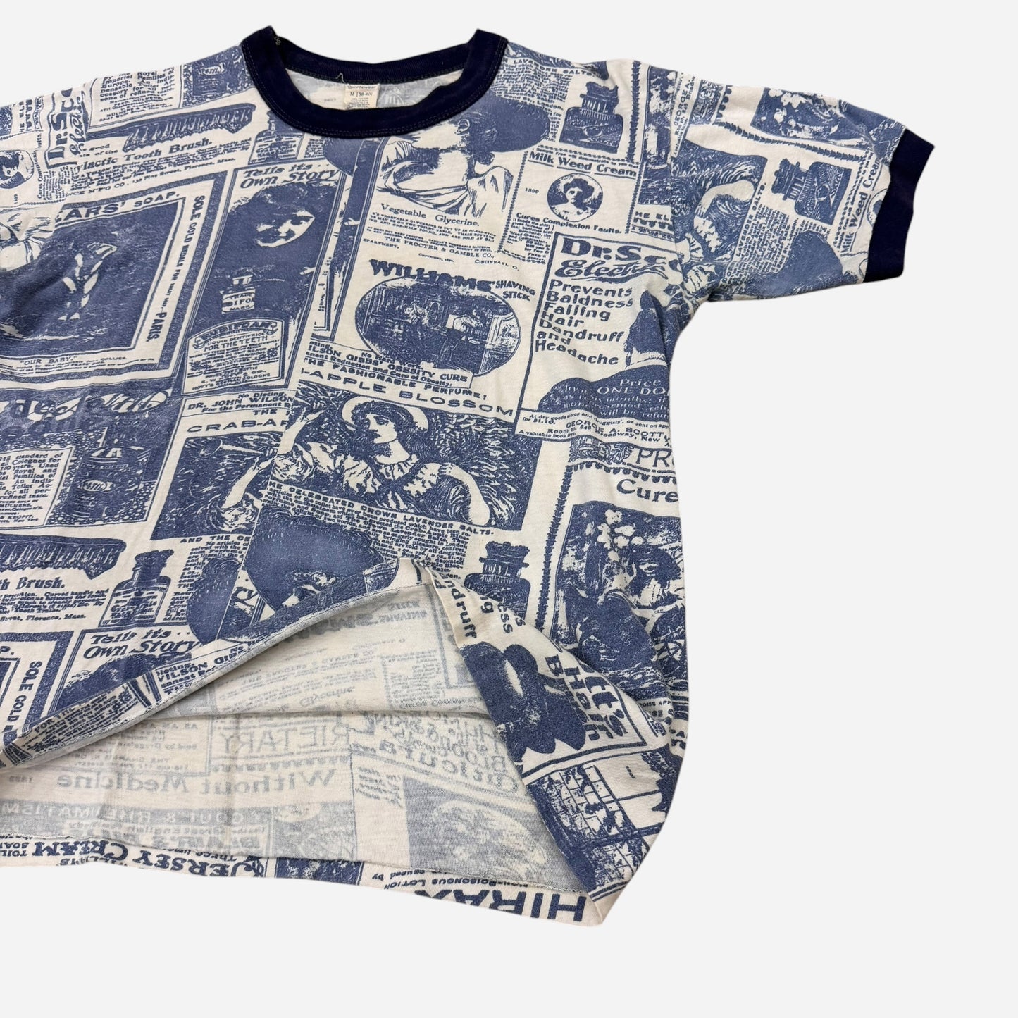 1960s Old advertisement print ringer t-shirt (M)