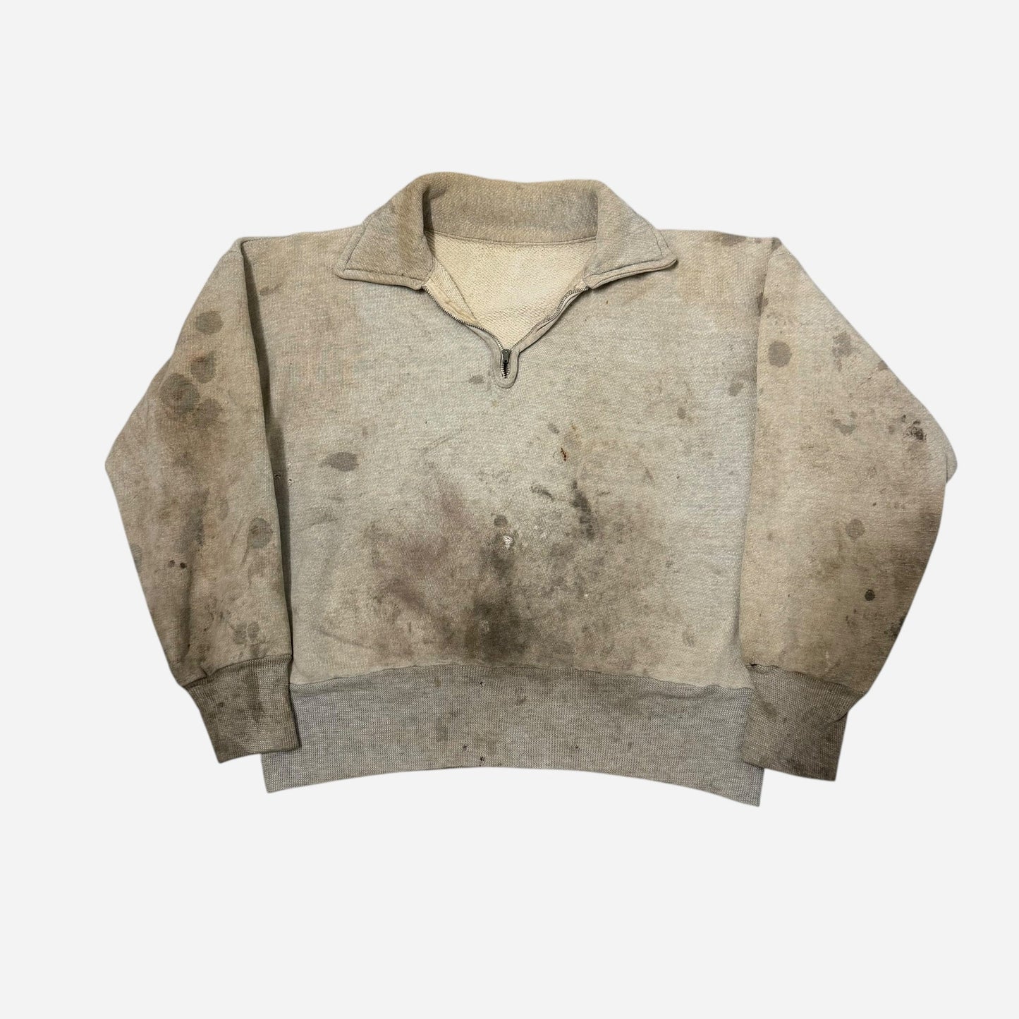 1950s Two toned quarter zip collared sweatshirt (S)