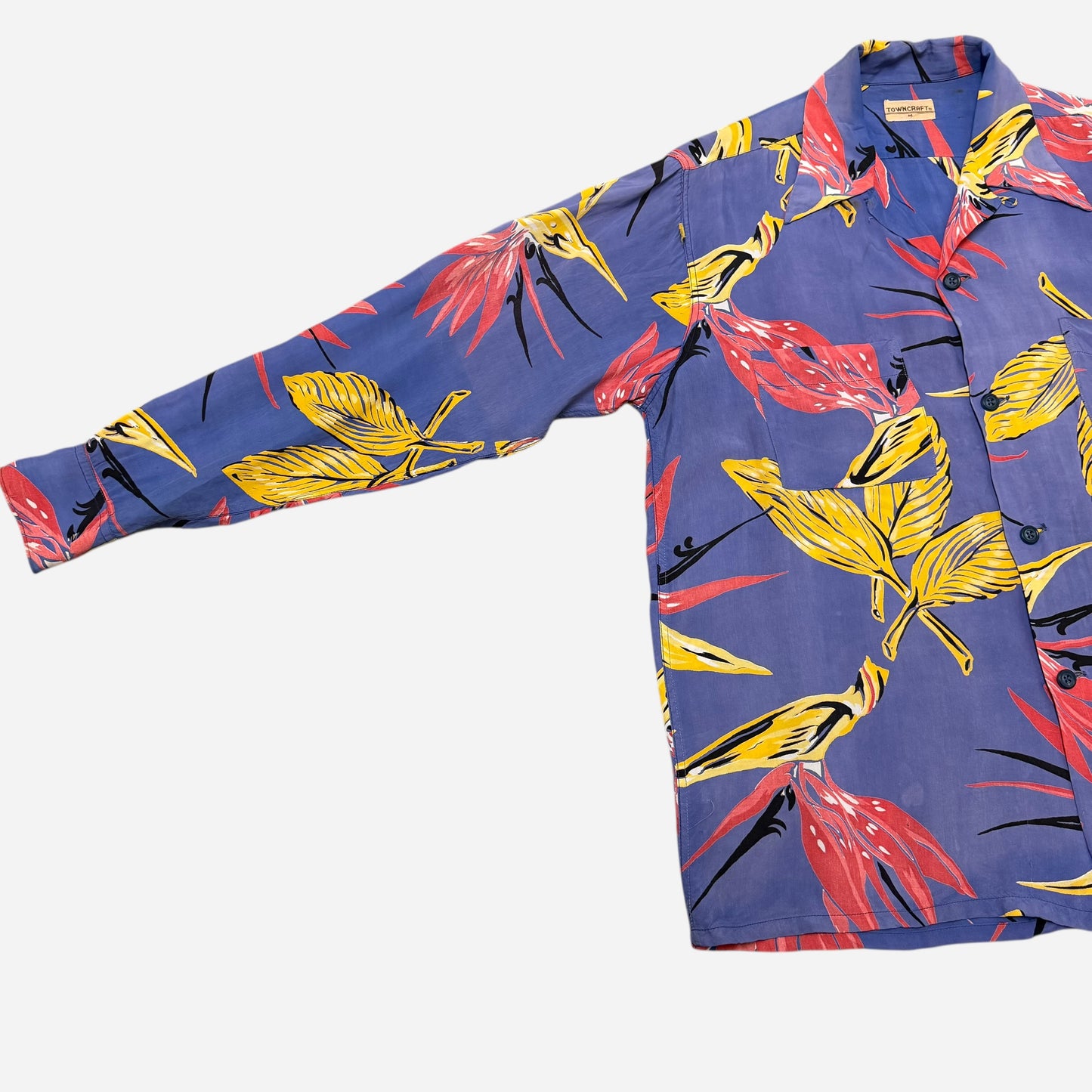 1940s Towncraft rayon/acetate Hawaiian print loop collar shirt (M)