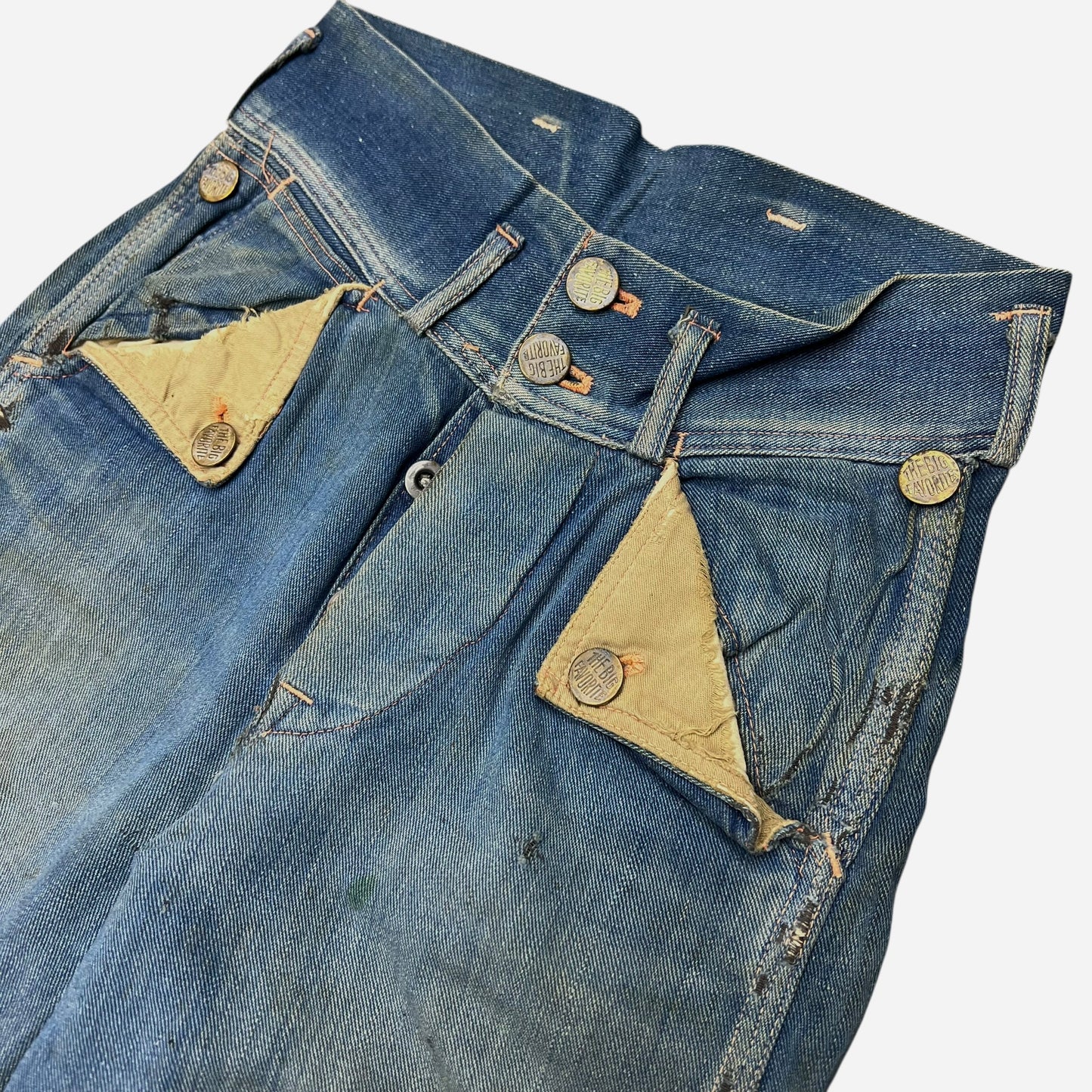 1940s N&W The Big Favorite mule flap buckle back denim jeans (24w)