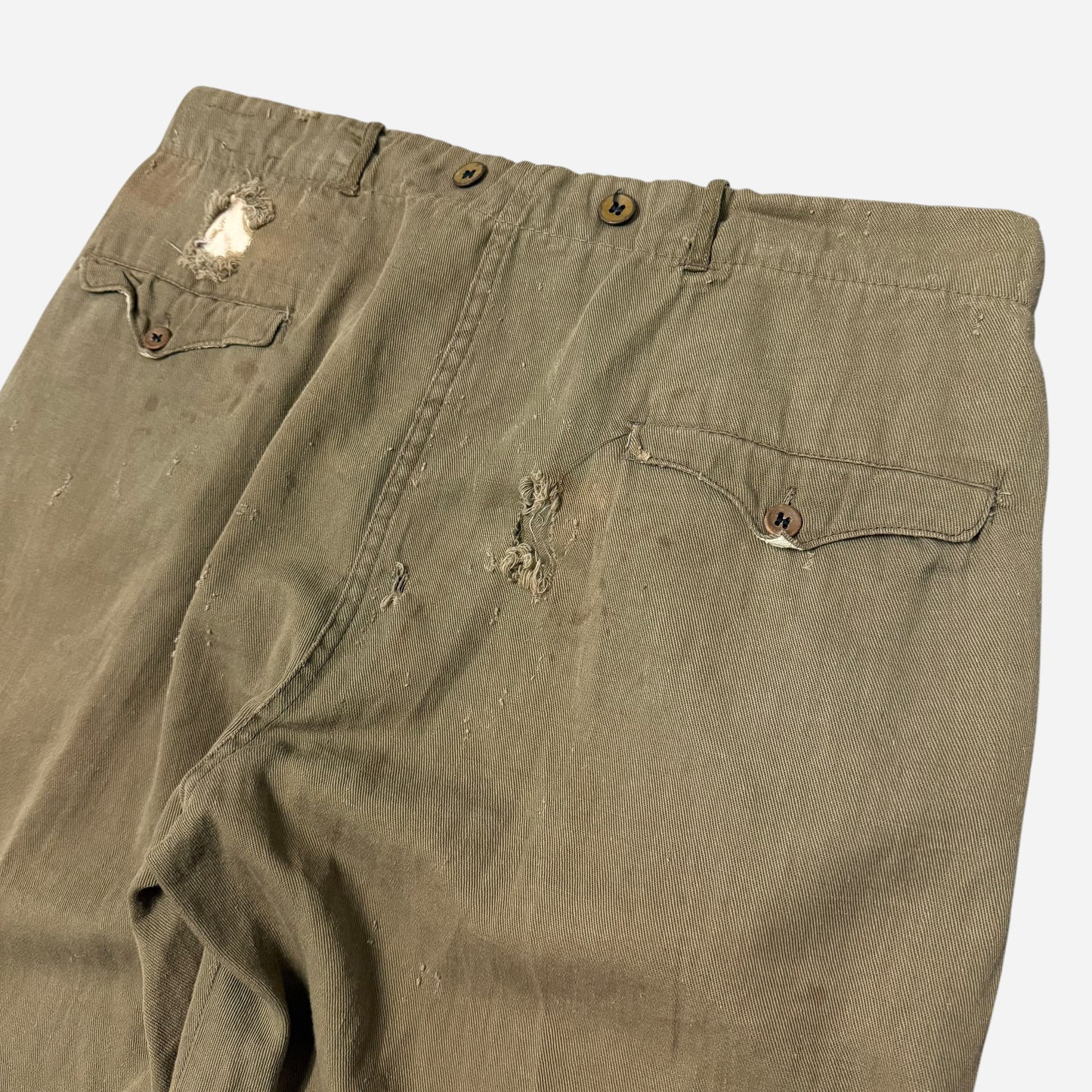 1930s Green light cotton button fly pants (36w)