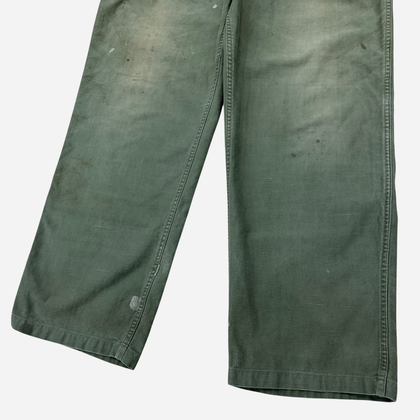 1960s Sun faded & repaired OG 107 US army fatigue pocket pants (35w)