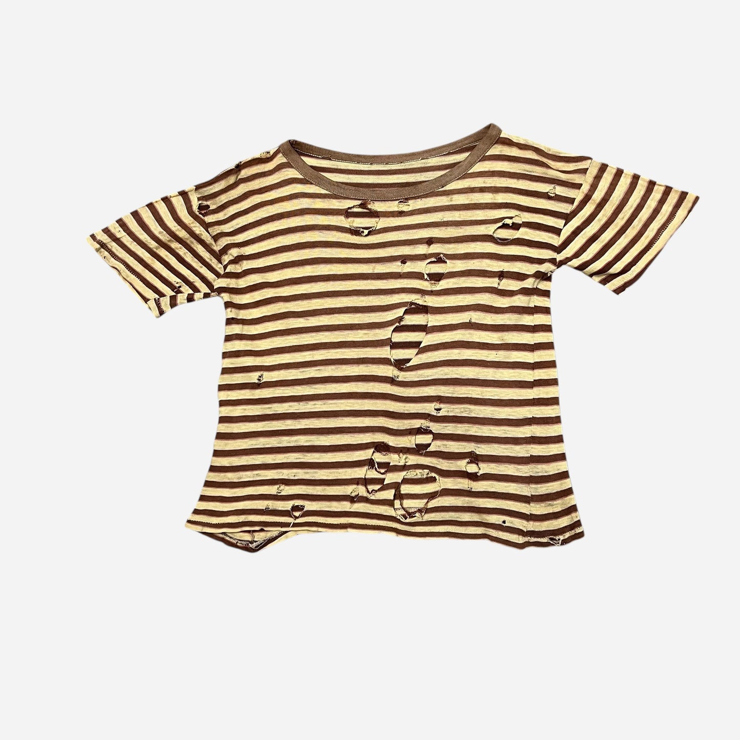1940s Yellow and brown striped t shirt (S)