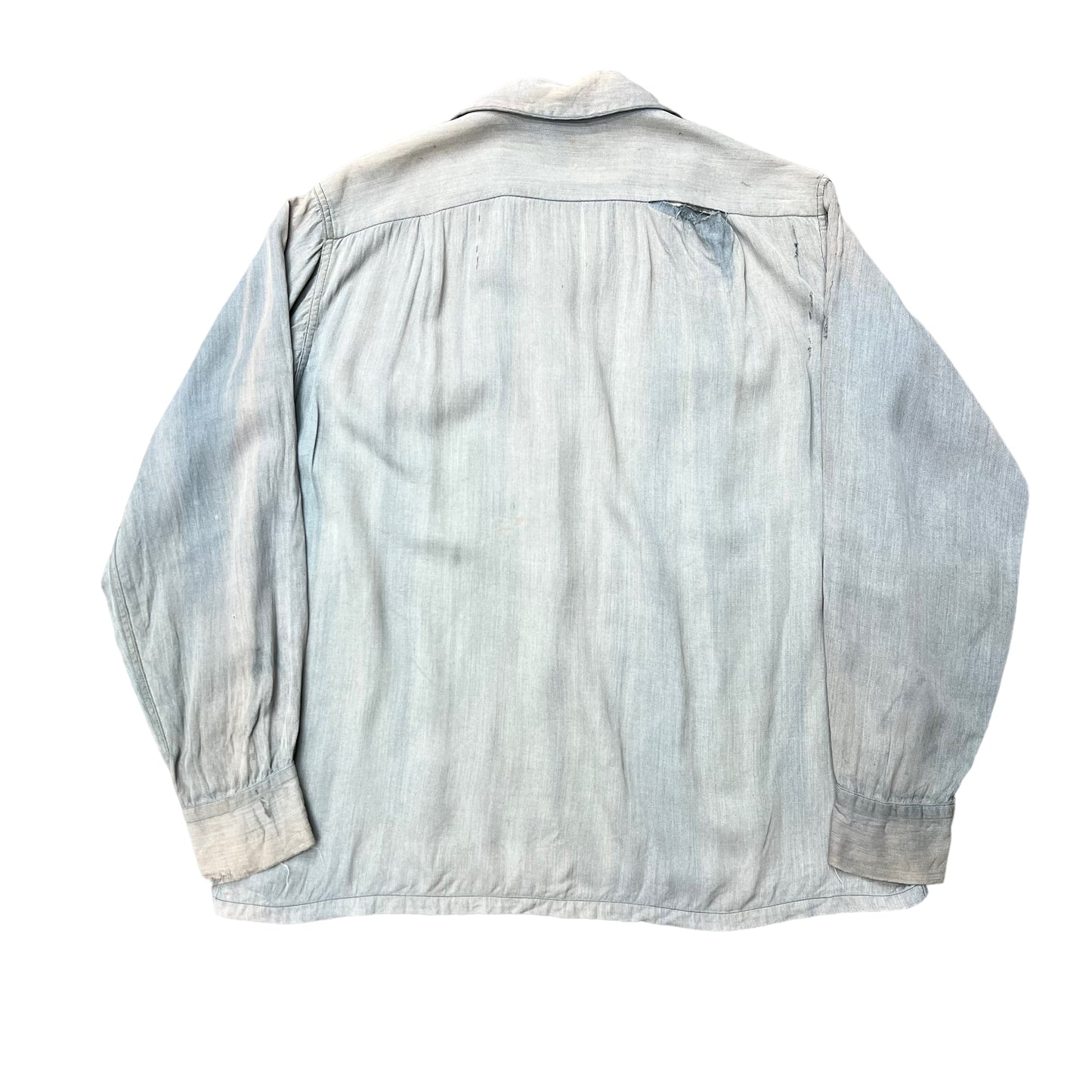 1940s Distressed faded rayon loop collar shirt (S/M)