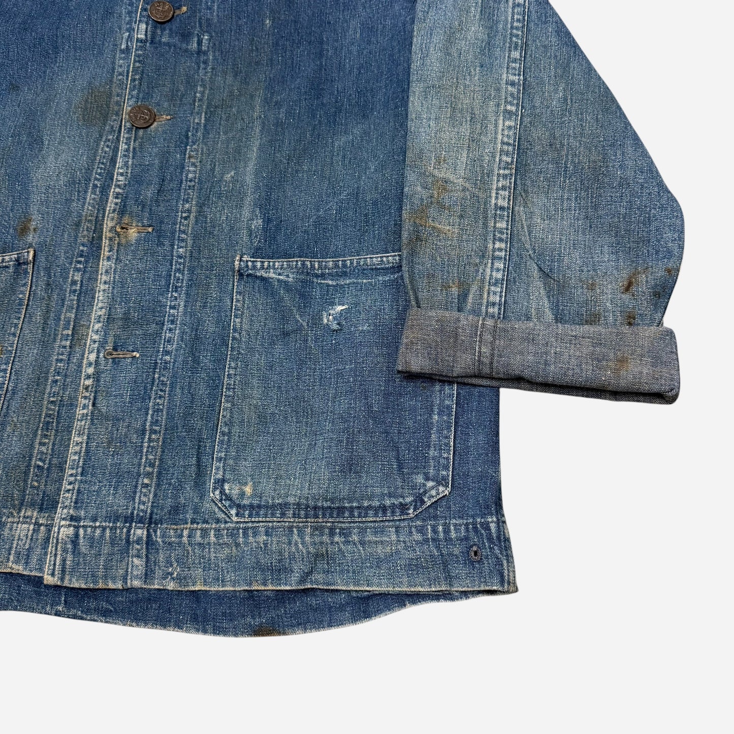 1940s WWII USN denim shawl collar jacket (L)
