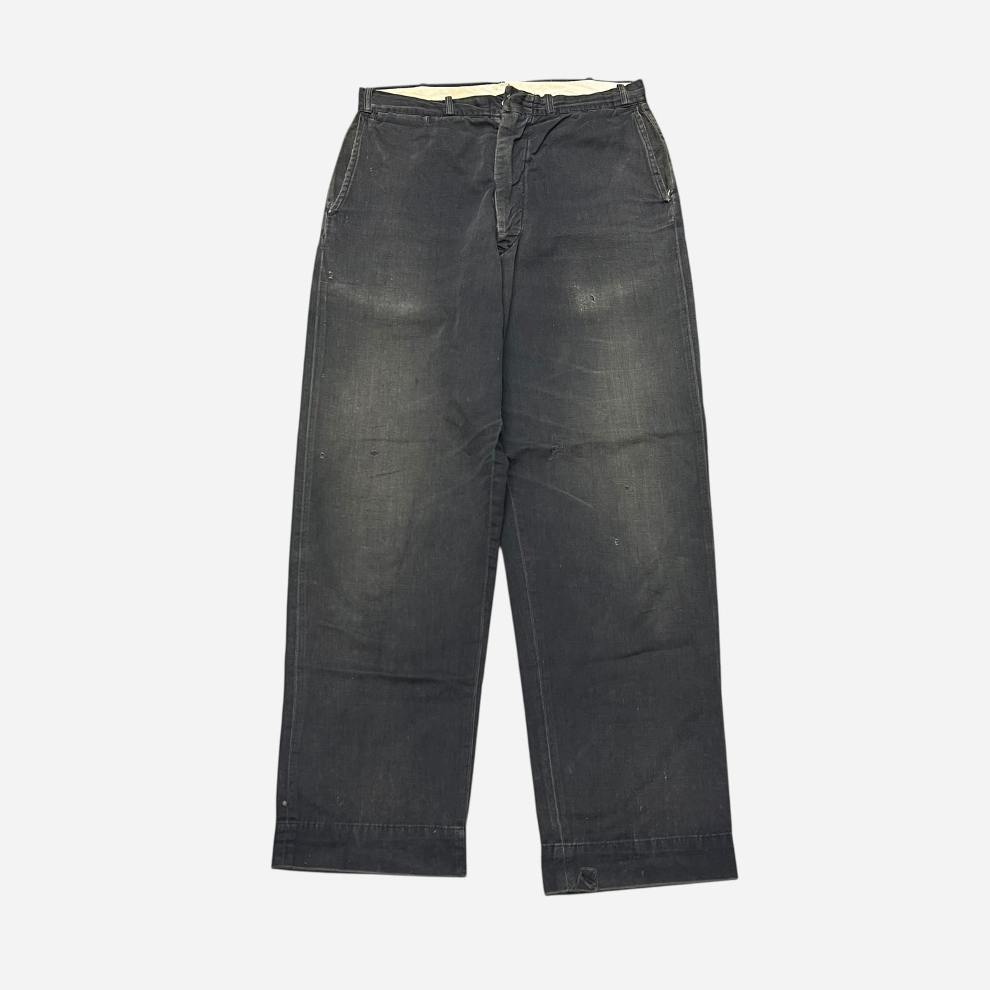 1950s Black cotton buckle back work pants (31w)