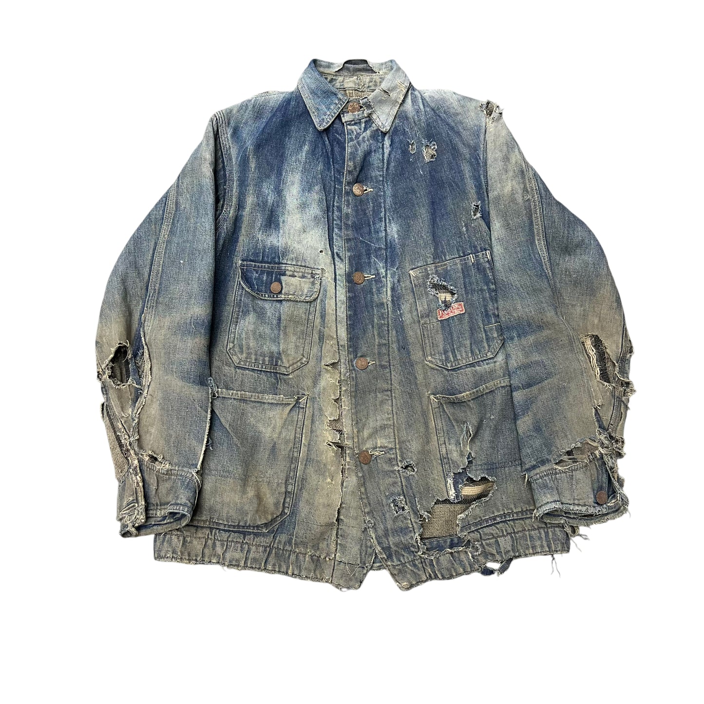 1930s King Pointer distressed blanket lined denim chore coat (S)