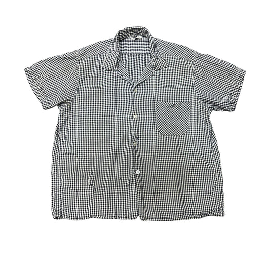 1950s Black and white checkered cotton loop collar shirt (M)