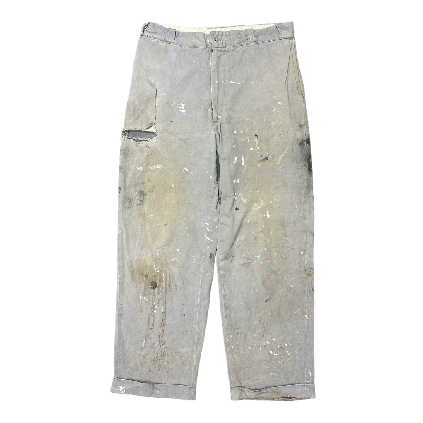 1950s Boat cloth grey painters work pants (34w)