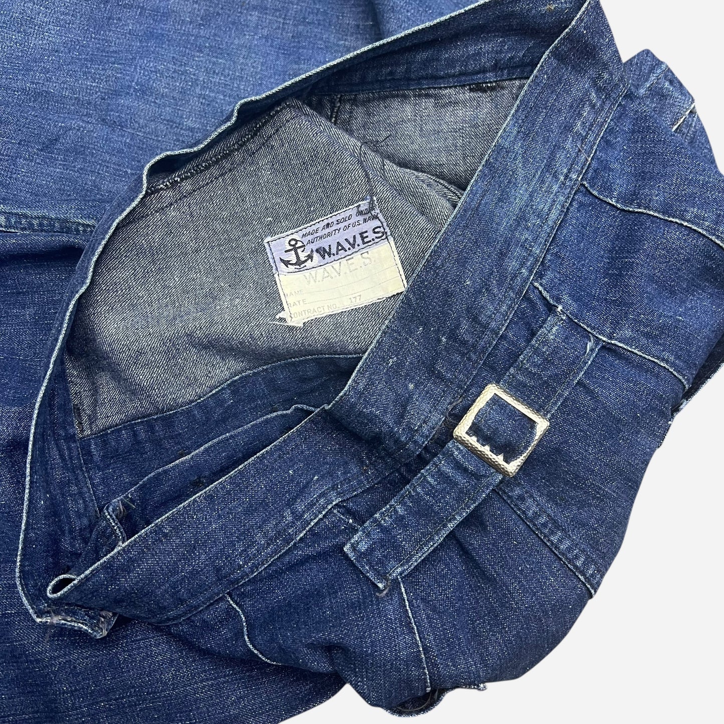1940s W.A.V.E.S WWII USN Women’s buckle back denim jeans (28w)