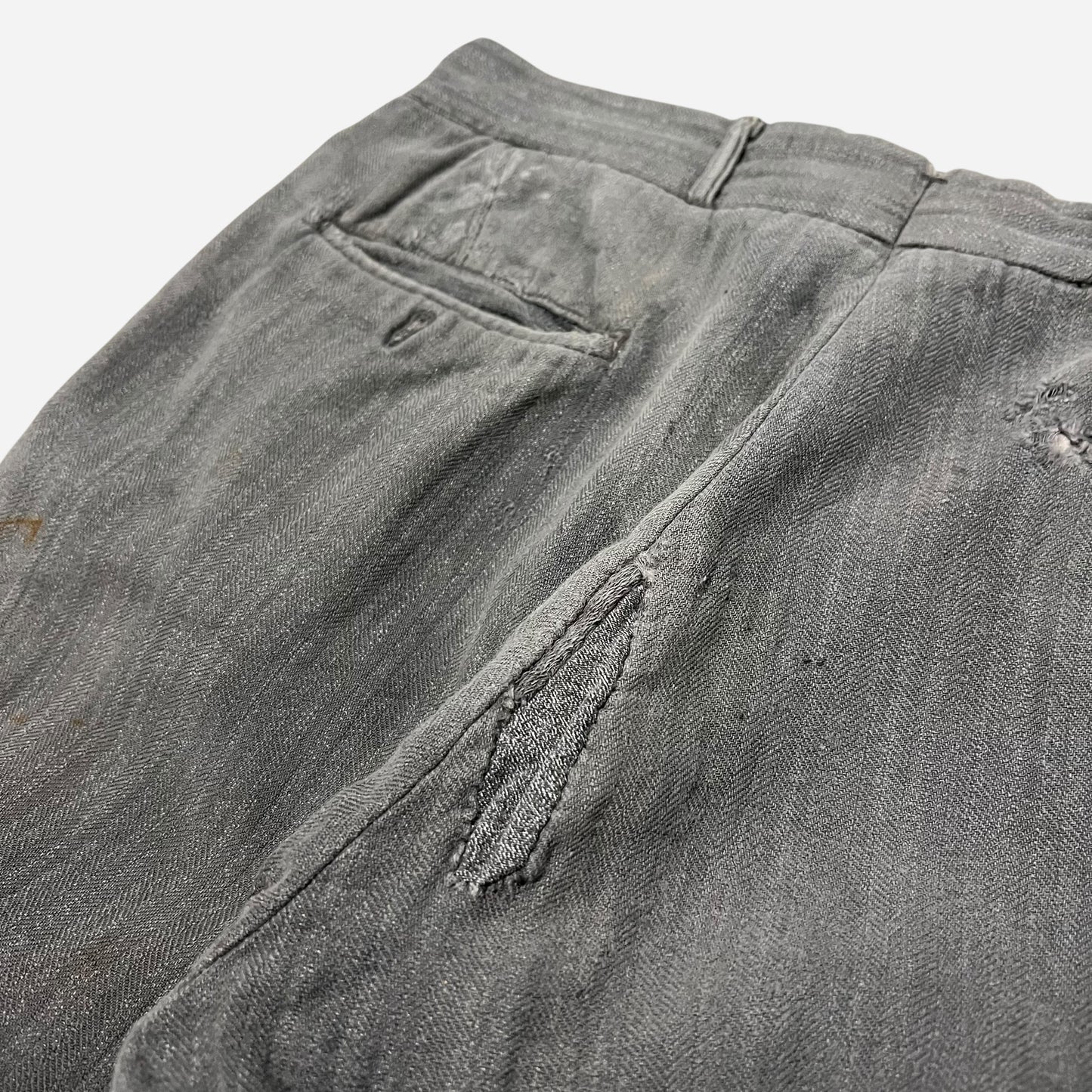 1940s Gray sun faded pattern heavy cotton button fly pants (30w)