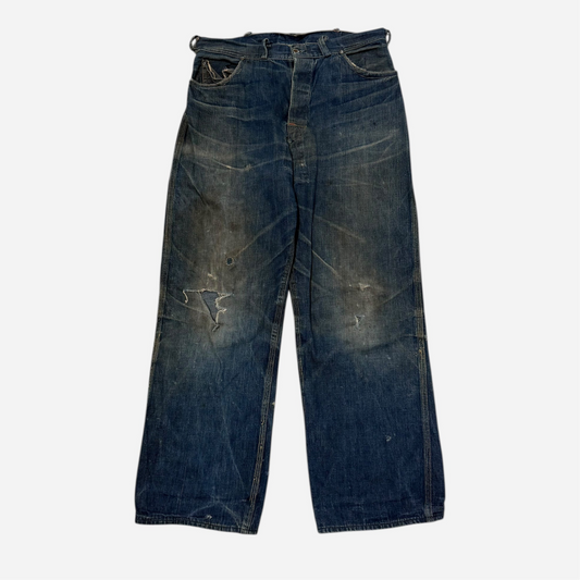 1940s Buckle back denim donut button fly jeans (31w)