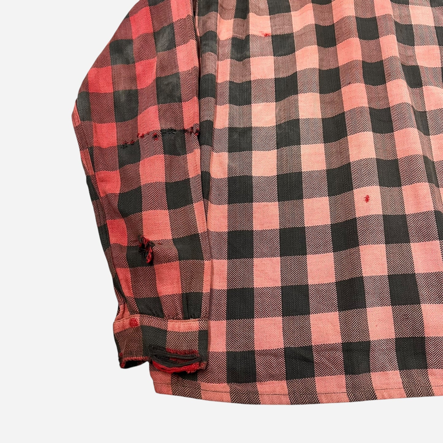 1950s Cotton black & red flannel loop collar shirt (L)