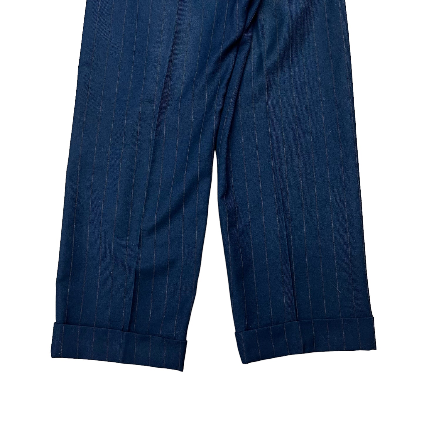 1950s Navy striped drop loop pleated trousers (30w)