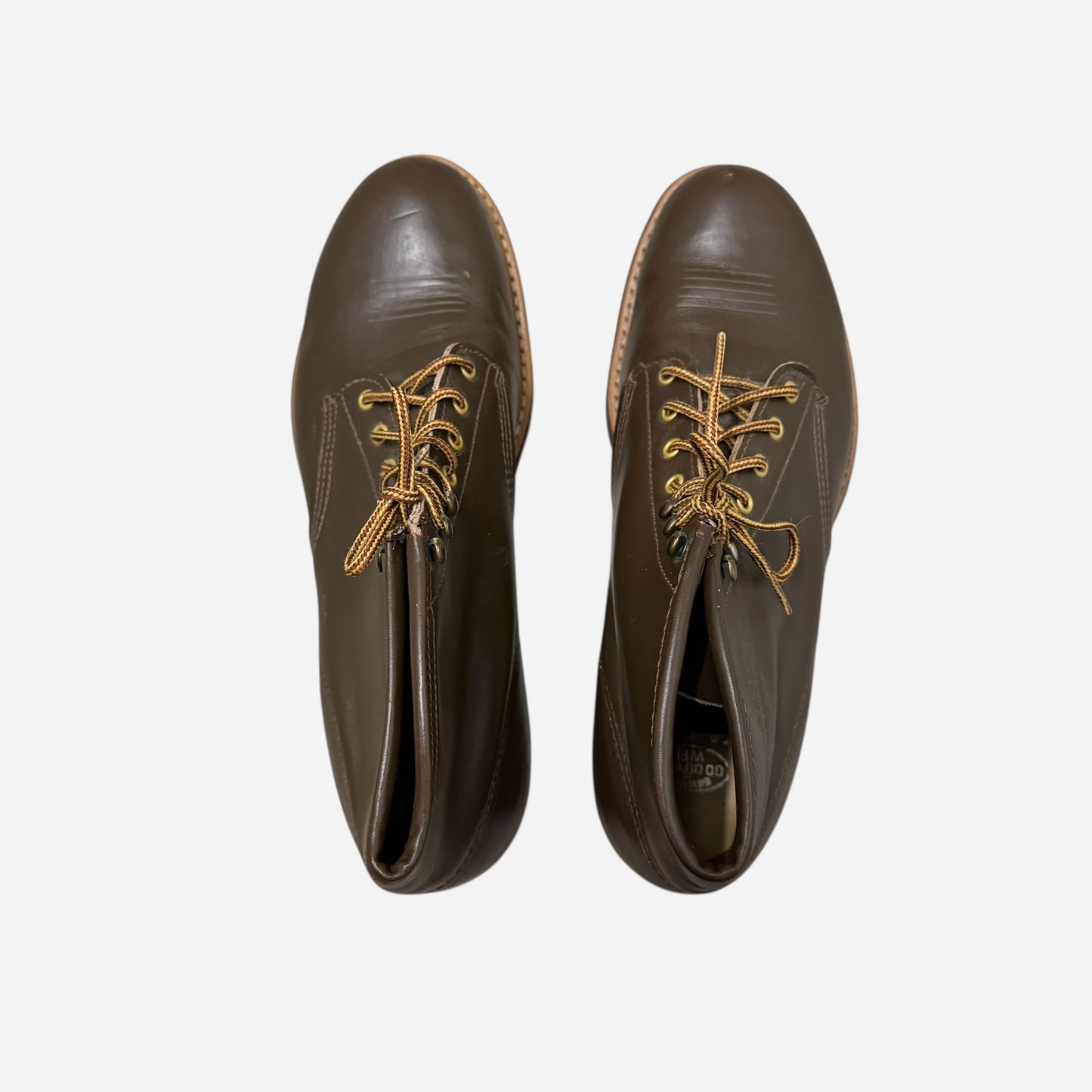 1940s 1950s NOS Lion Brand cowhide leather cork sole work boots (M10.5)