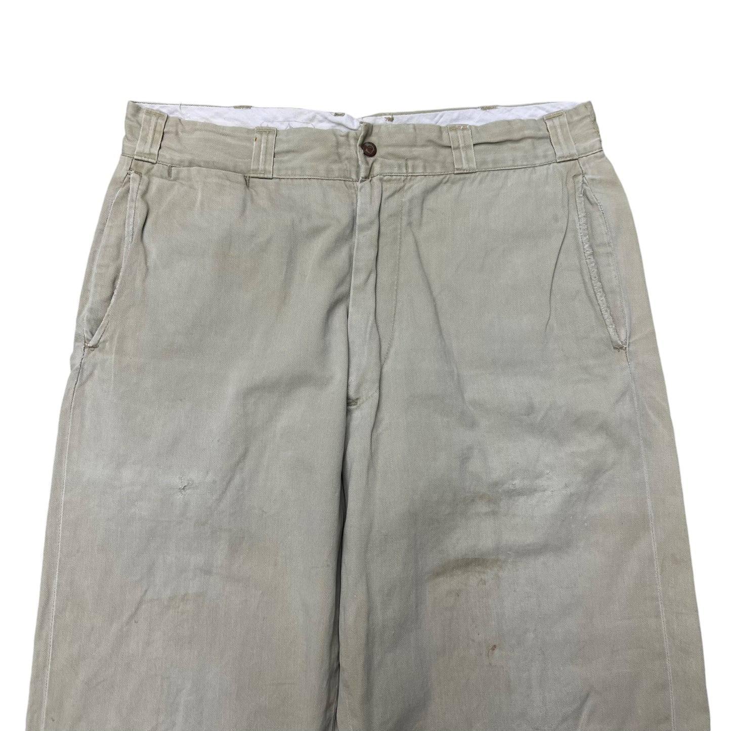 1950s Sail cloth khaki chino work pants (33w)