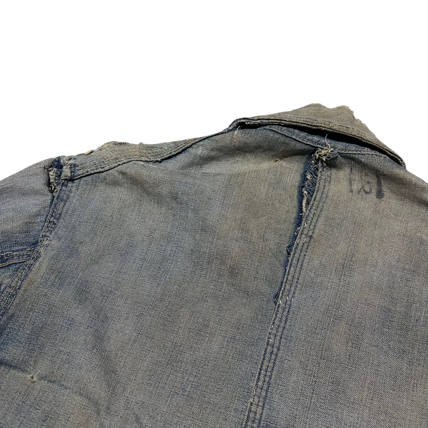 1930s Distressed Indian button denim chore jacket (S/M)