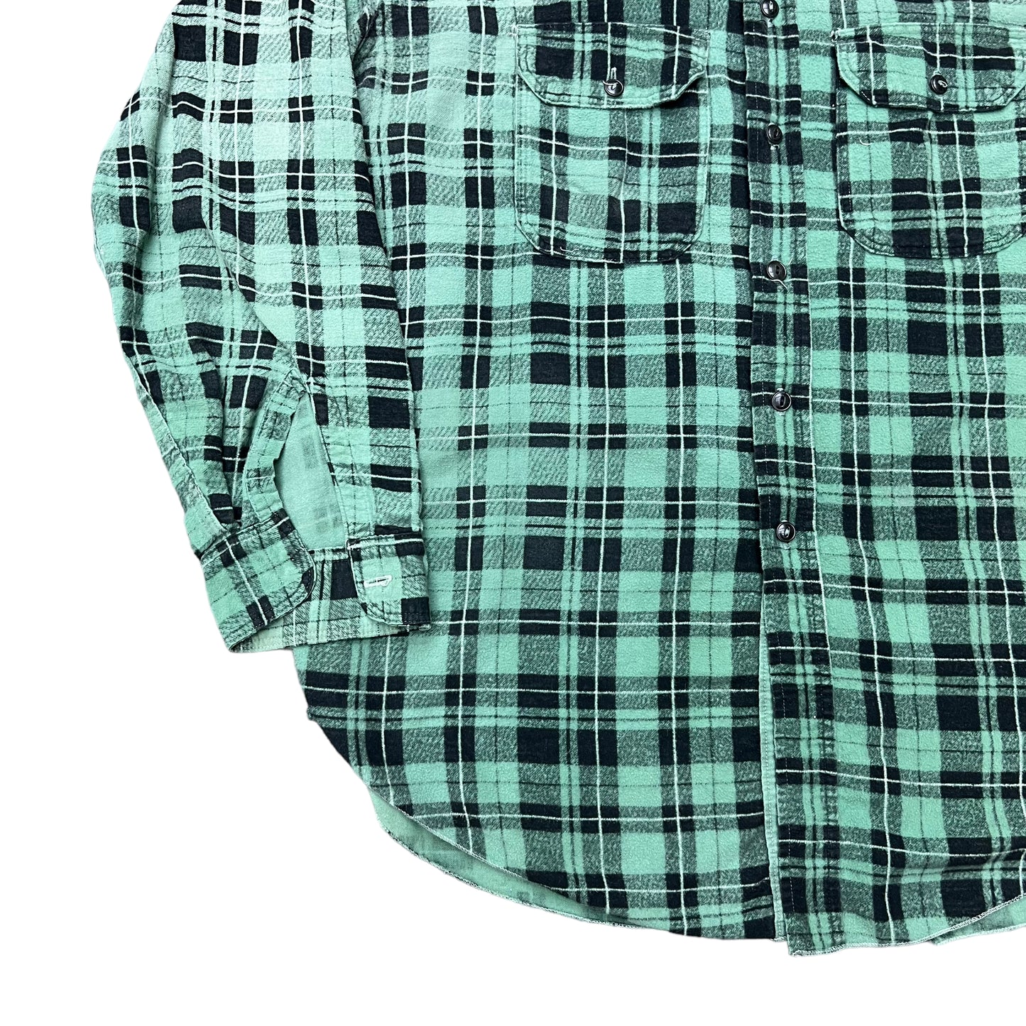 1940s The Big Favorite green plaid cotton flannel shirt (L/XL)