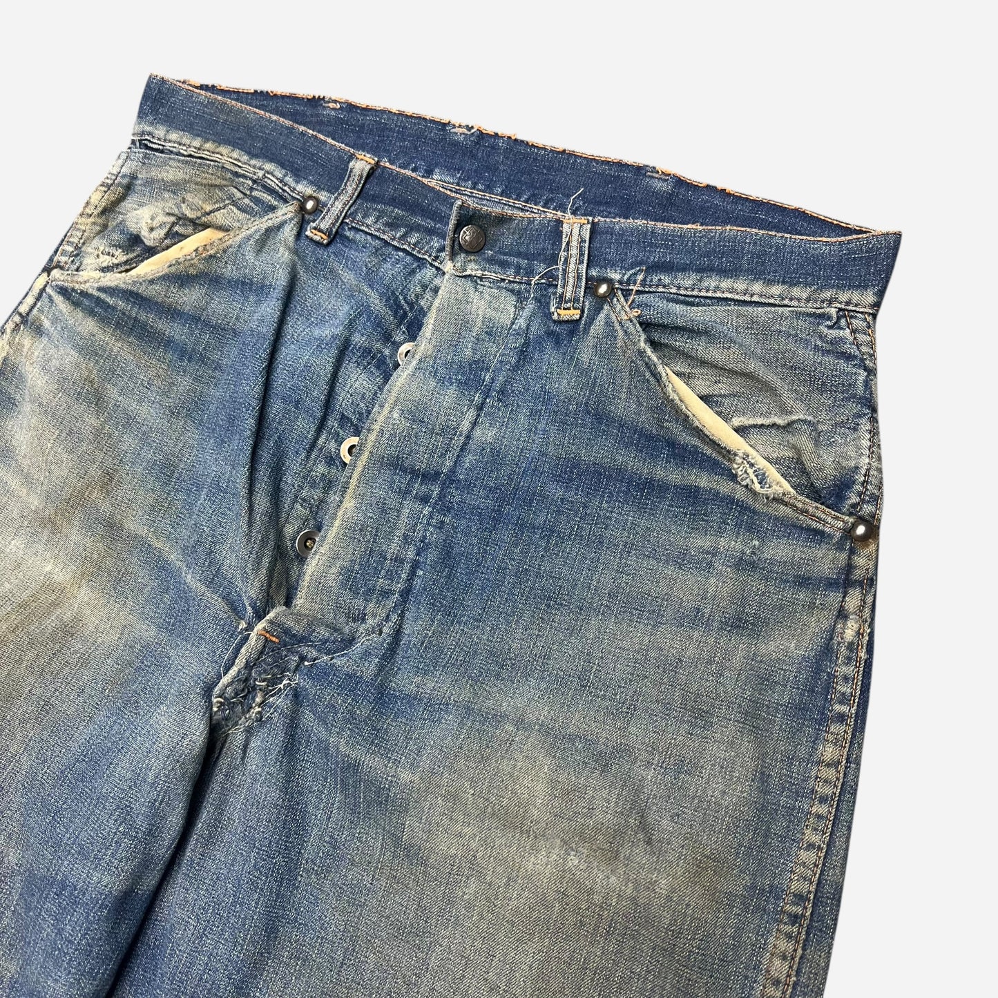 1930s Unbranded donut button fly denim carpenter jeans (32w)