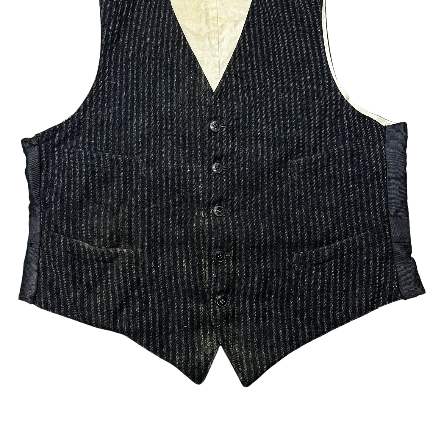 1920s Striped wool work suit vest (L)