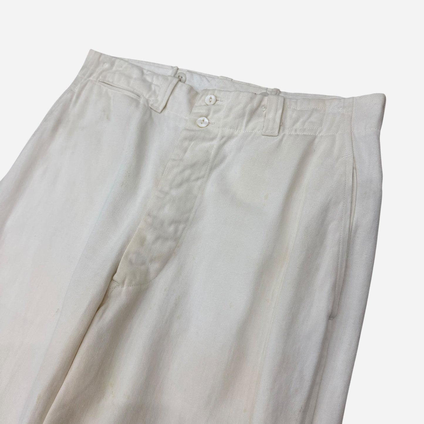 1940s US Navy white cotton double button pants (32w)