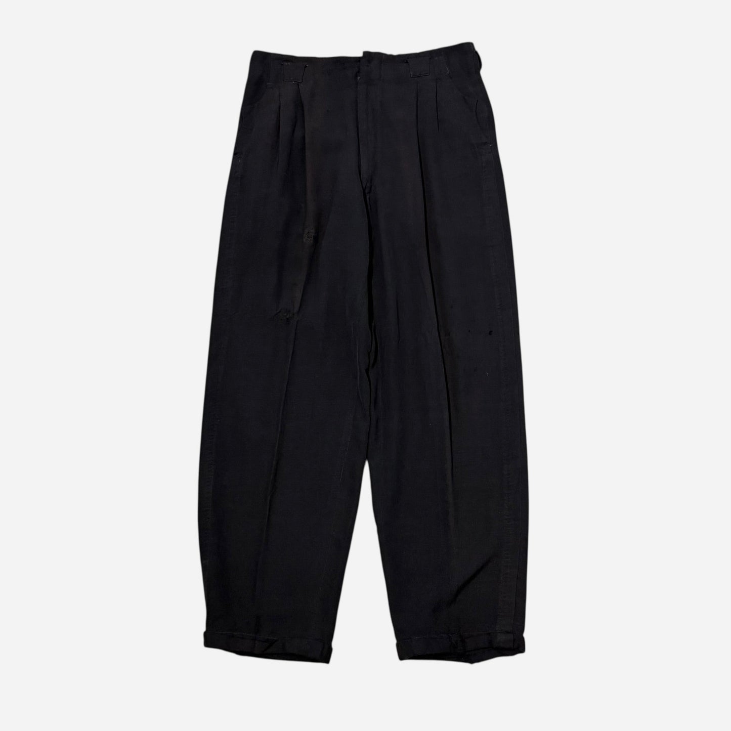 1950s Dan Mar black rayon pleated pants (29w)