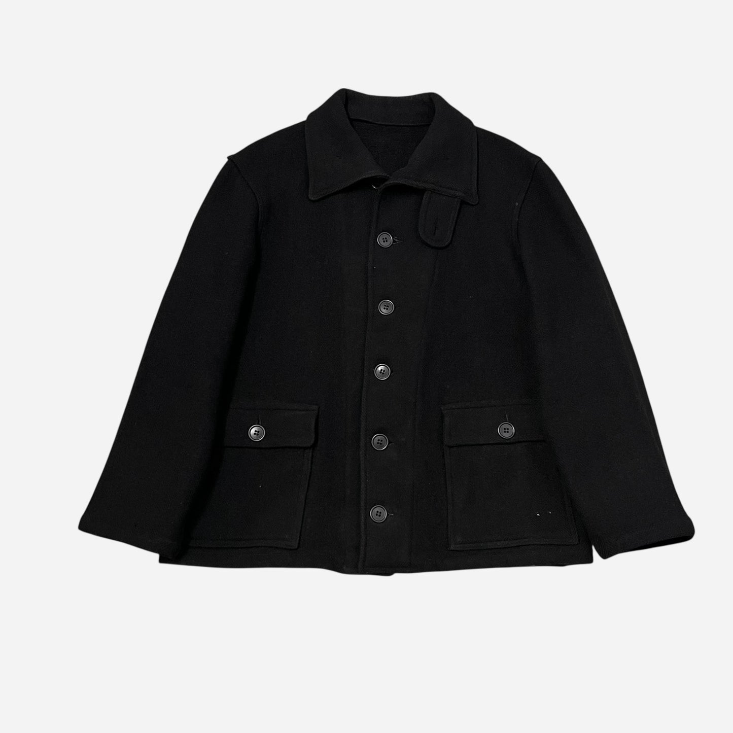 1930s USN Submariner black wool button down coat (M/L)