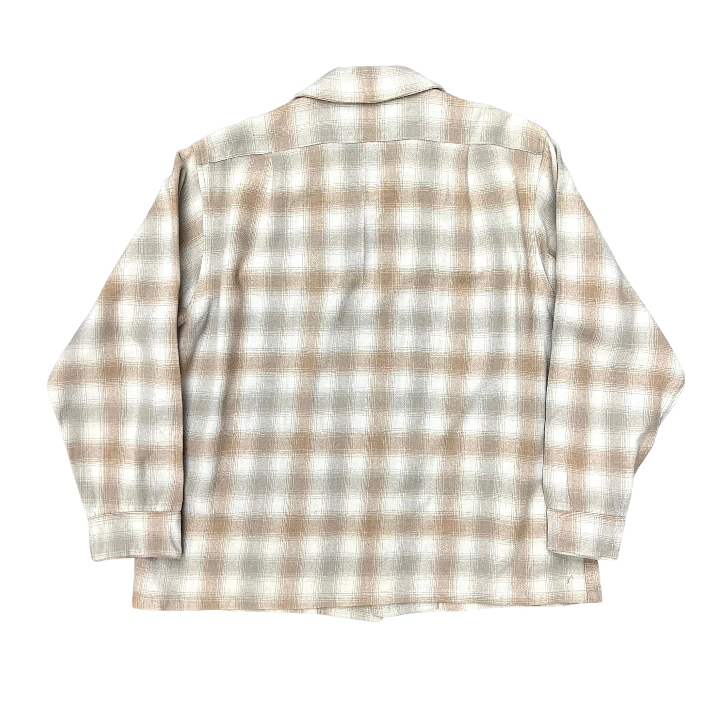 1960s Pendleton shadow plaid virgin wool loop collar shirt (L/XL)