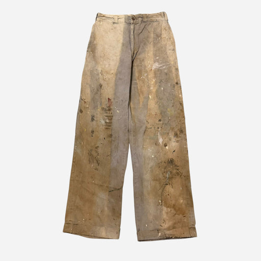 1950s Montgomery Ward Pioneer Dualls gray paint splattered chinos (29w)