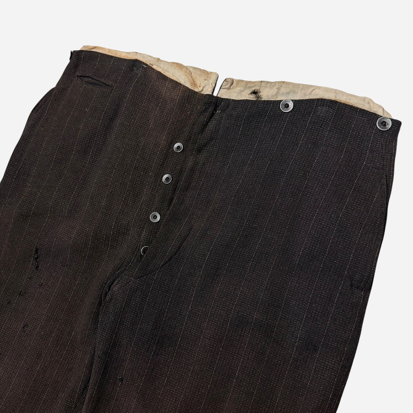 1900s Wool/cotton blend dark purple buckle back pants (35w)