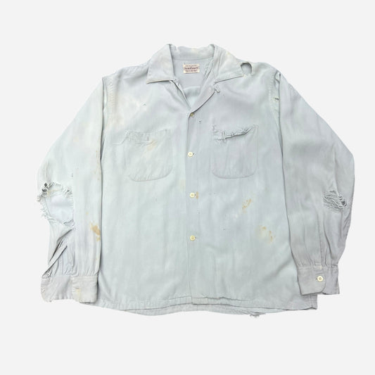 1950s Penneys Towncraft light blue rayon loop collar shirt (M)