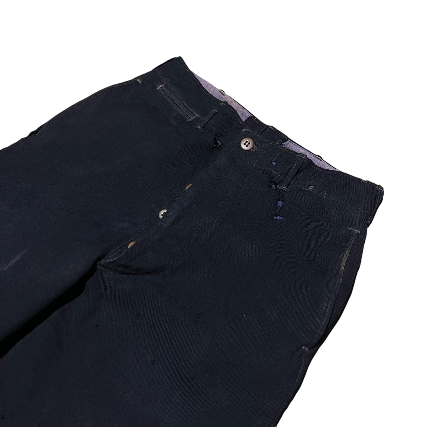 1940s WWII black overdyed whipcord button fly military pants (29w)