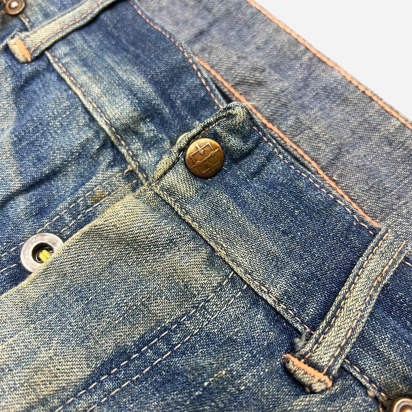 1930s Unbranded donut button fly carpenter denim jeans (32w)