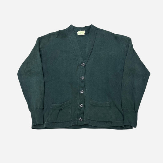 1950s Pine green sportswear cotton cardigan (S/M)