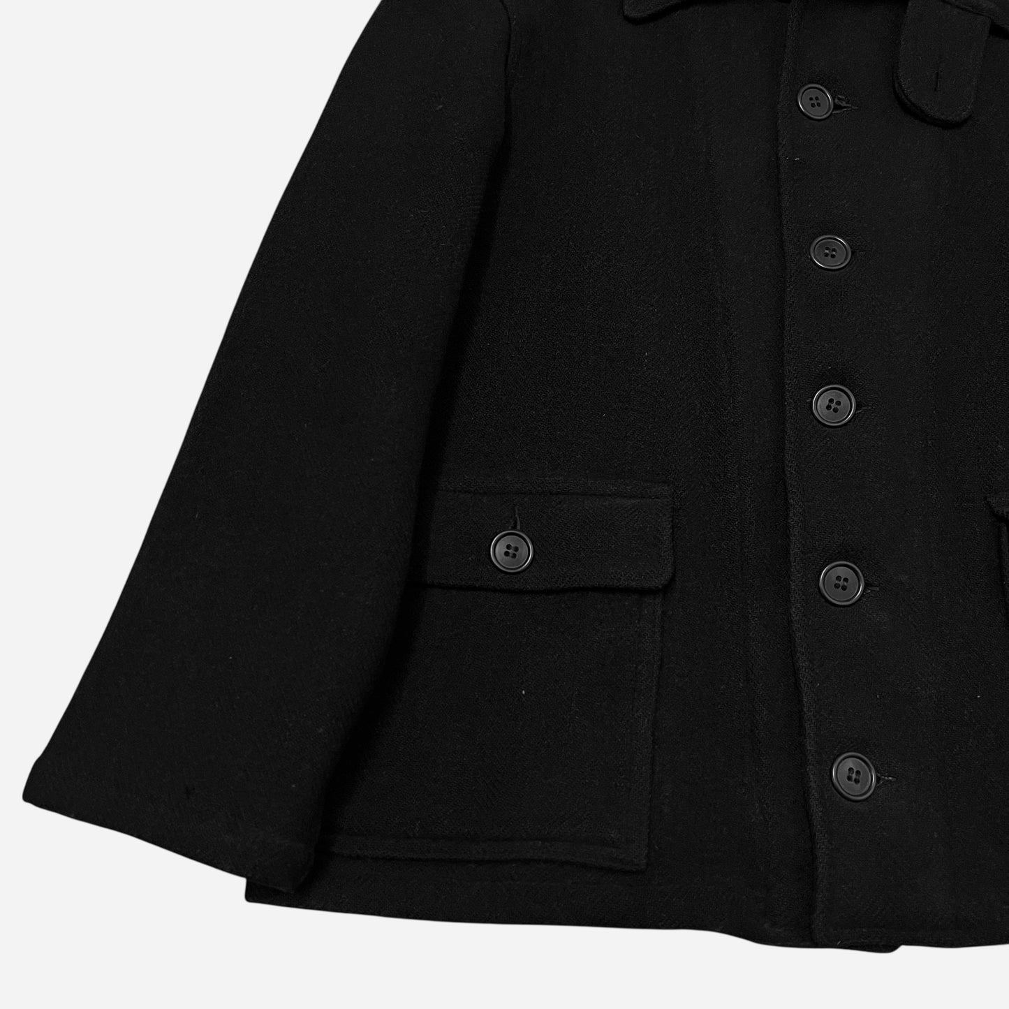 1930s USN Submariner black wool button down coat (M/L)