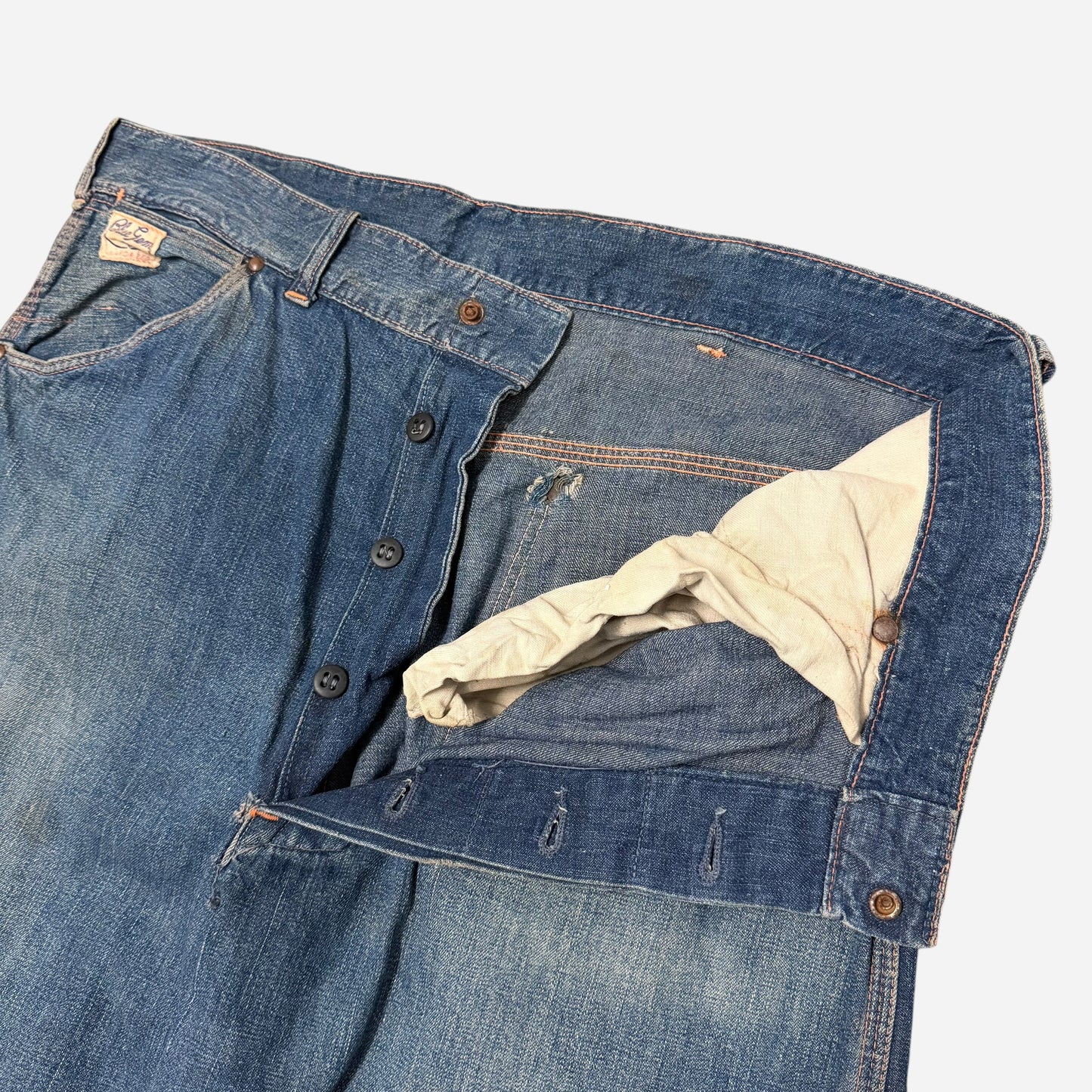 1950s Blue Gem button fly jeans (35w)