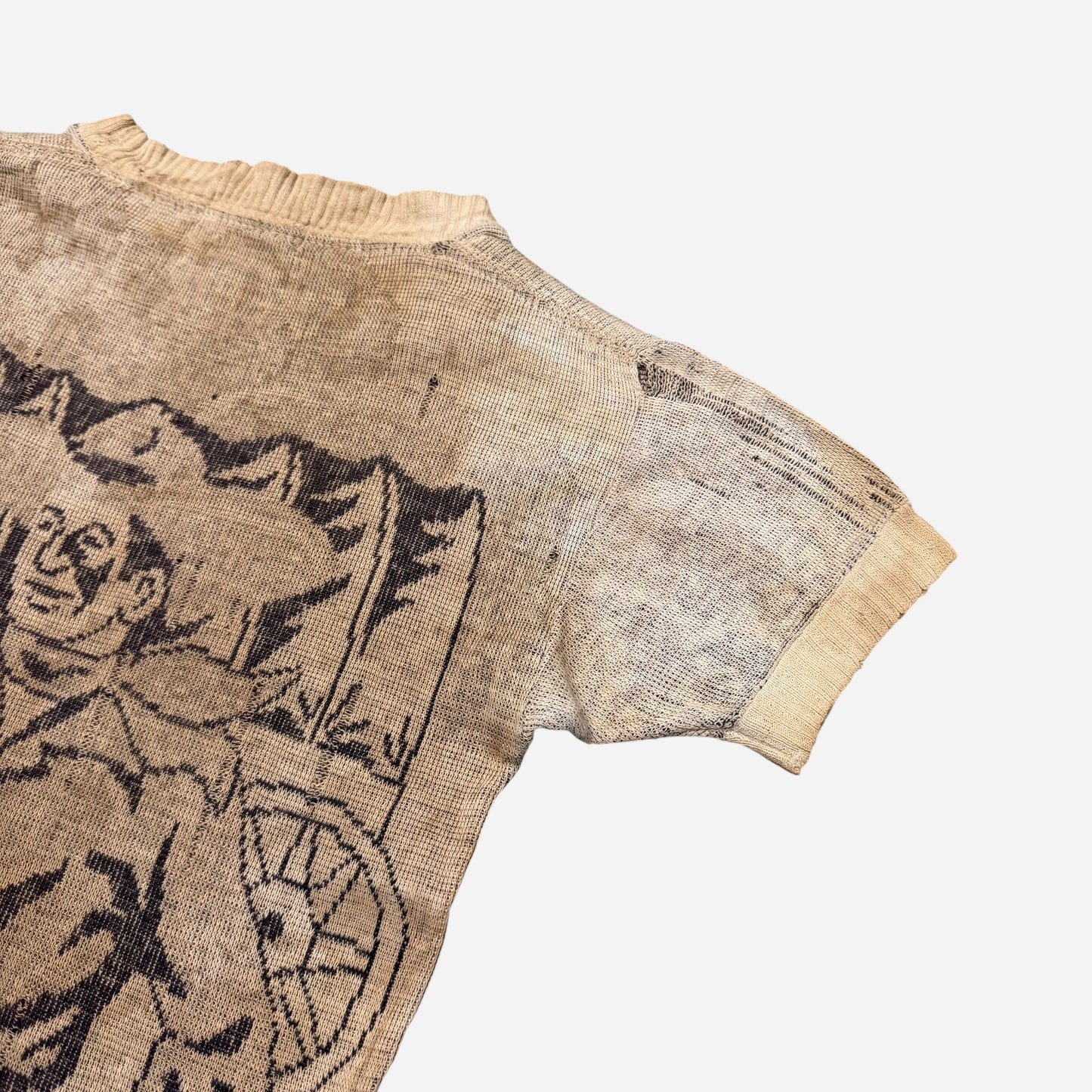 1940s Cowboy novelty print knit sweater (S)