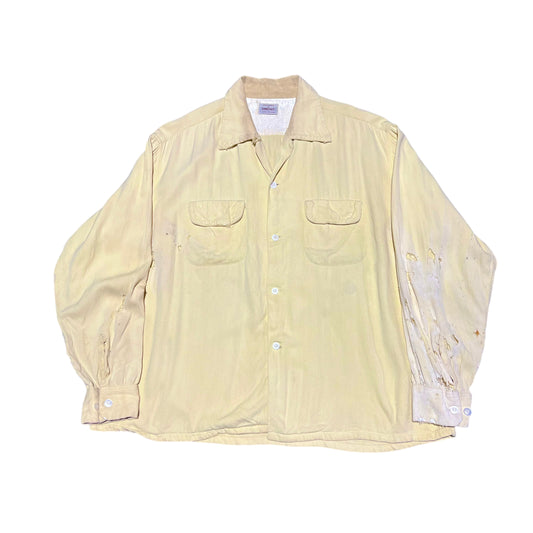 1950s Penney’s Towncraft yellow rayon loop collar shirt (XL)