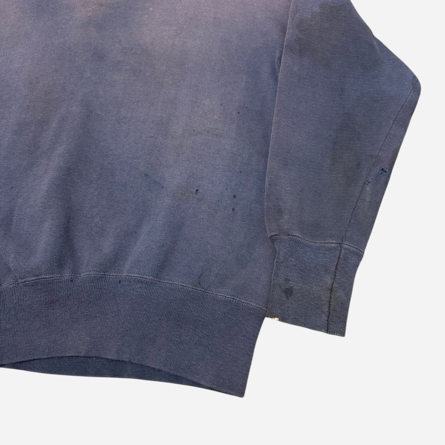 1950s Farmer worn blue sun faded quarter zip collared sweatshirt (M/L)