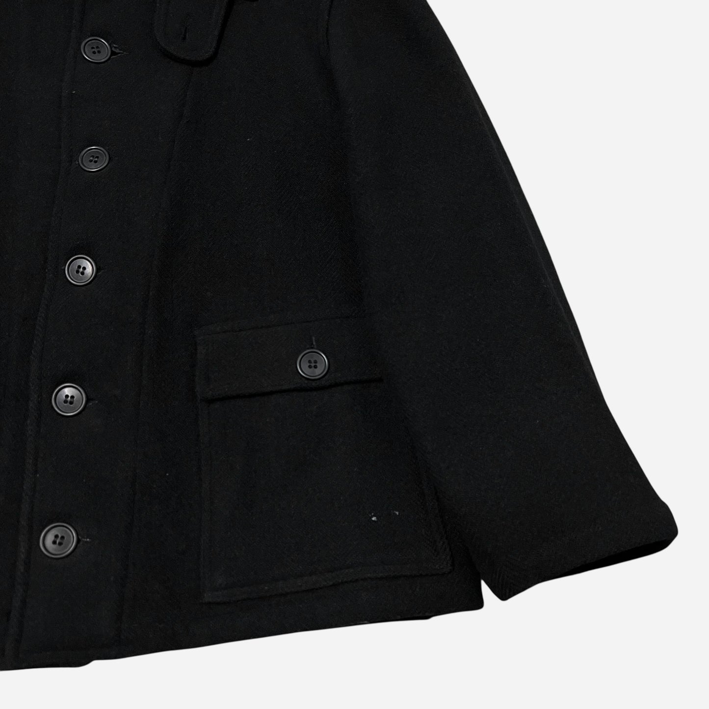 1930s USN Submariner black wool button down coat (M/L)