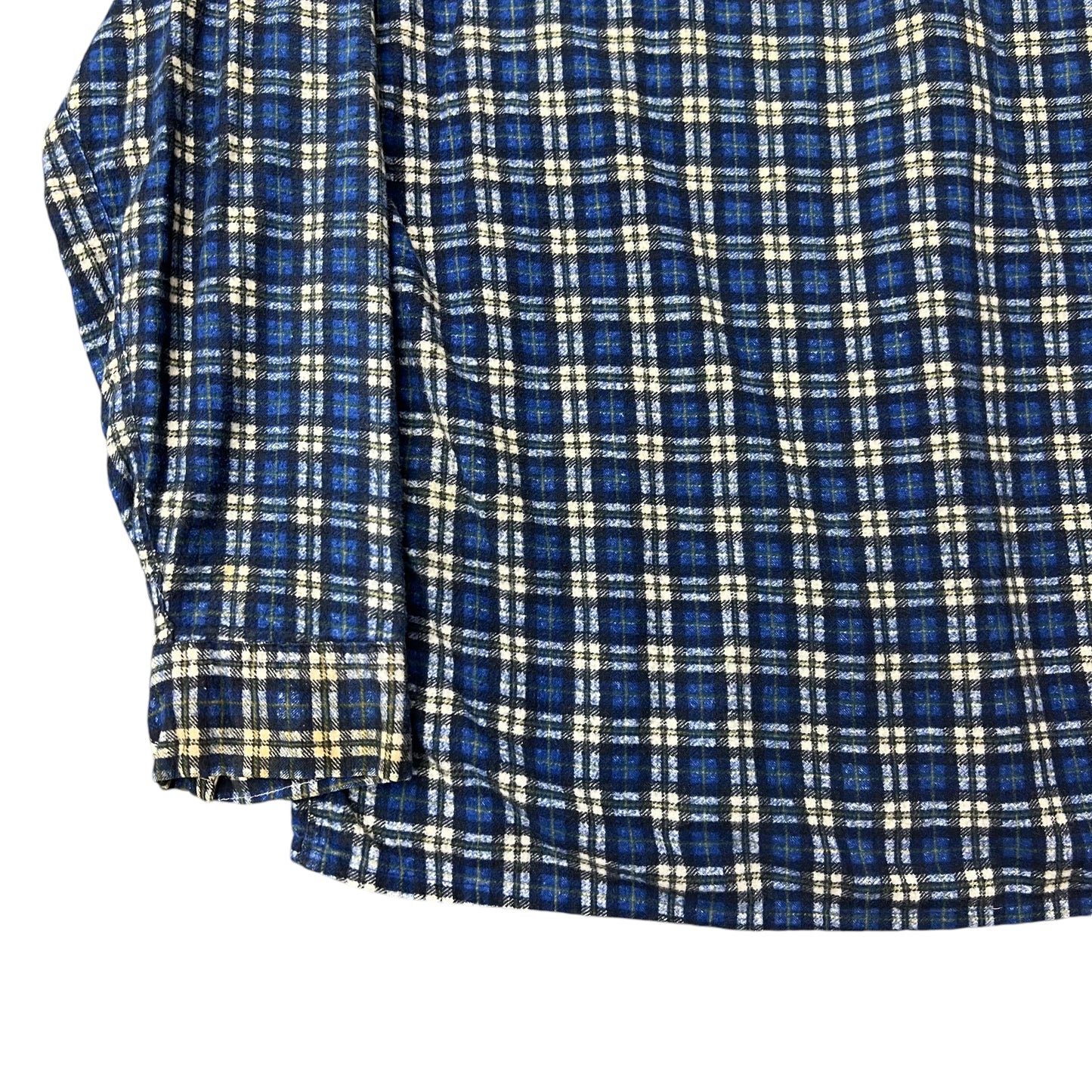 1960s Blue plaid cotton printed shirt flannel (L)