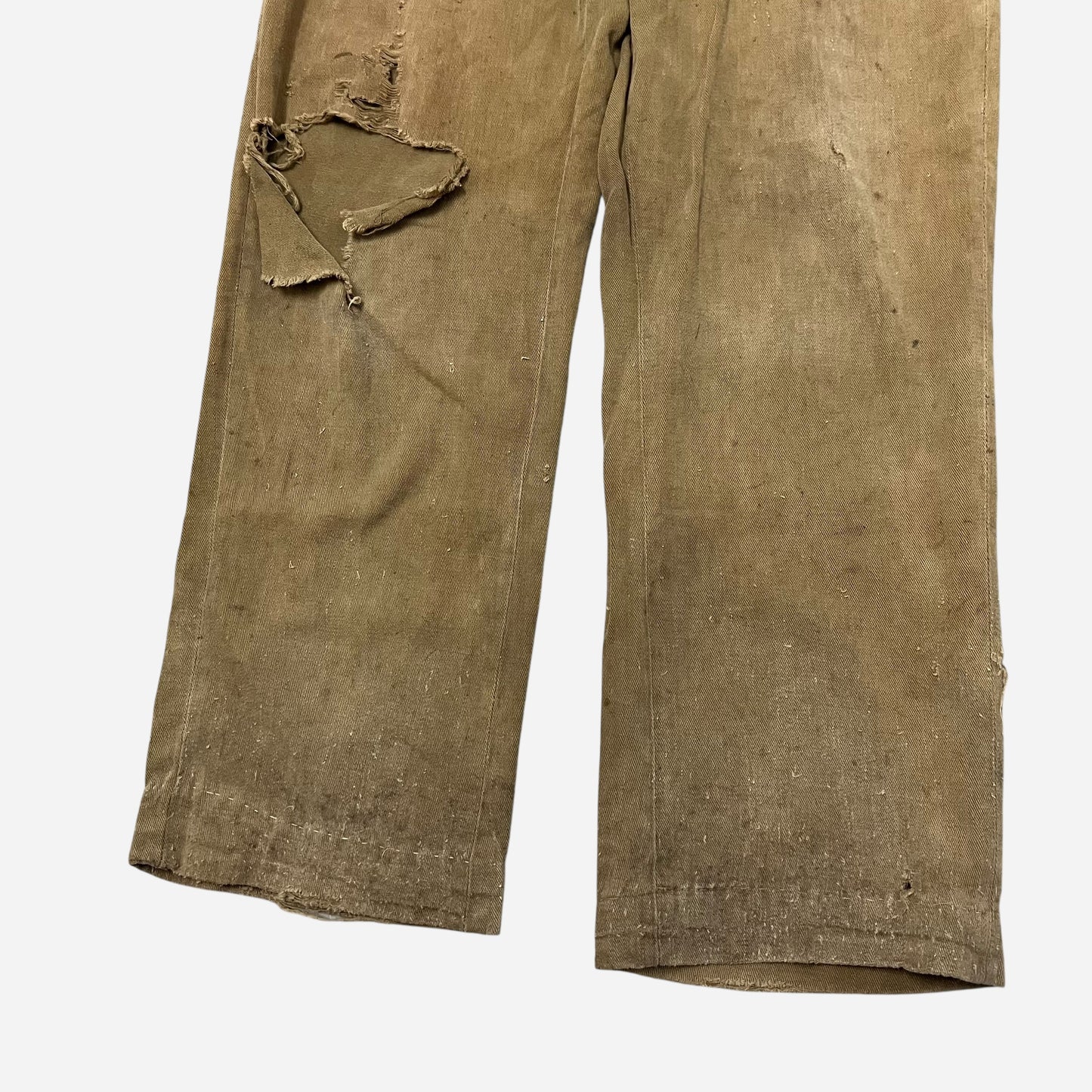 1920s Tan light cotton button fly pants (30w)
