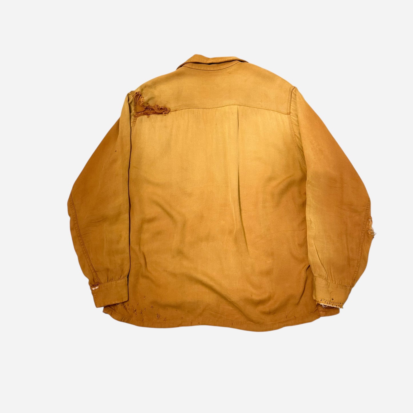 1950s Orange sun faded rayon loop collar shirt (L)