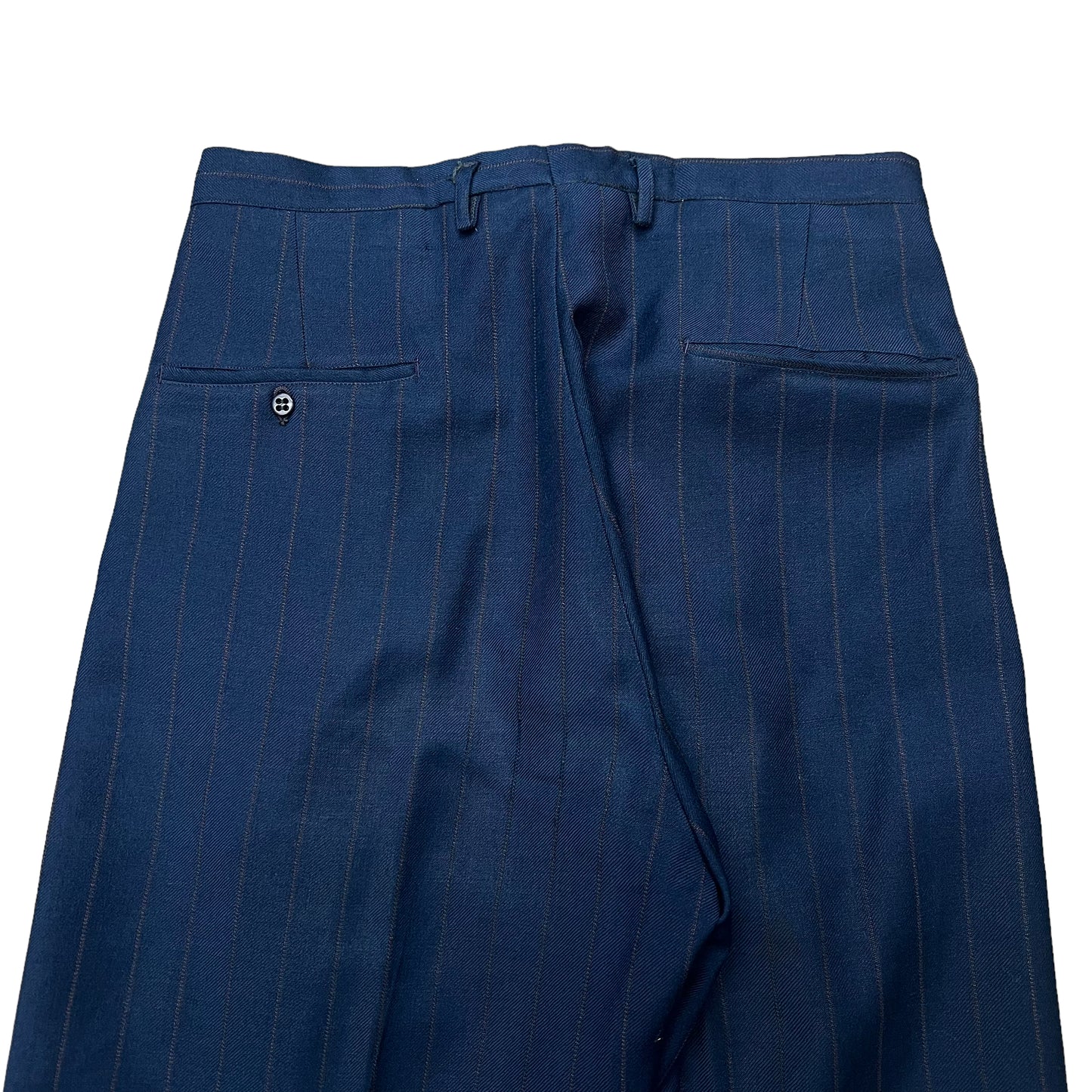 1950s Navy striped drop loop pleated trousers (30w)